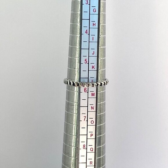 Sterling Silver 925 Dainty Round Blue Lab Created Opal Chain Band Ring Sz 5.75 - Picture 9 of 16